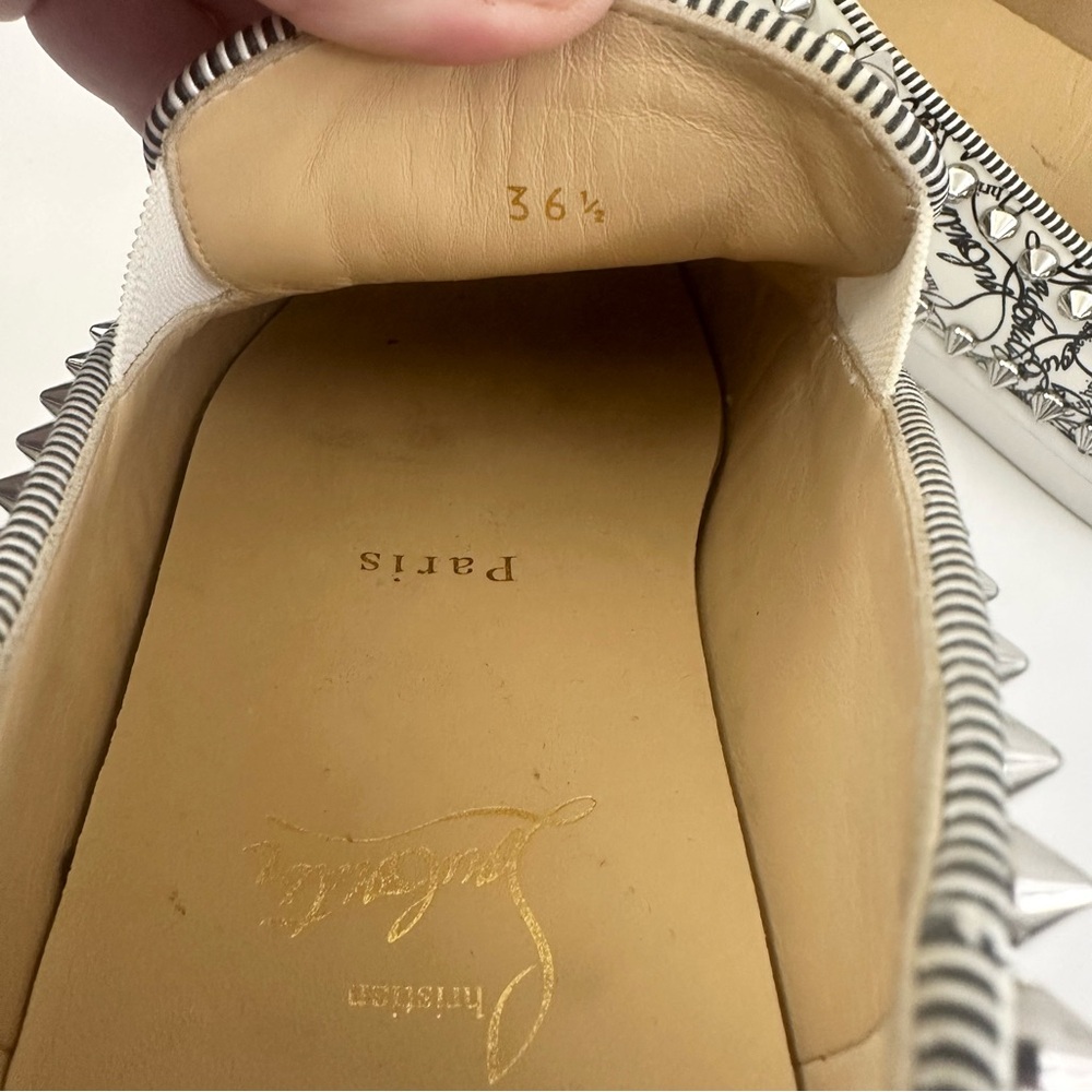 EUC! Auth LOUBOUTIN Pik Boat Patent sneakers Graffiti spikes Degraloubi 36.5 - Picture 10 of 12
